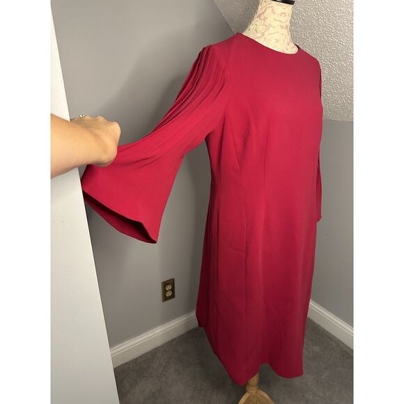 NWT Teri Jon by Rickie Freeman Women's Pink Pleated Sleeve Sheath Dress SZ 14 - Picture 5 of 8